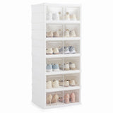 6-Tier Shoe Organizer with Clear Doors and Portable Design for 12 Pairs-White