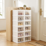 6-Tier Shoe Organizer Set of 2 with Clear Doors and Portable Design for 12 Pairs-White