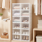 6-Tier Shoe Organizer Set of 2 with Clear Doors and Portable Design for 12 Pairs-White