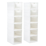 6-Tier Shoe Organizer Set of 2 with Clear Doors and Portable Design for 12 Pairs-White
