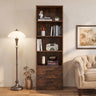 6-Tier Tall Freestanding Bookshelf with 4 Open Shelves and 2 Drawers