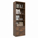 6-Tier Tall Freestanding Bookshelf with 4 Open Shelves and 2 Drawers