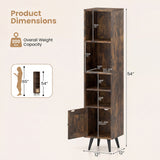 6-Tier Tall Narrow Bookcase 54 Inches Slim Storage Cabinet