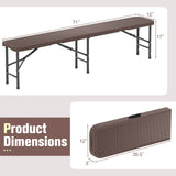 6 ft Plastic Folding Bench with 1320 LBS Capacity and Handle-Brown