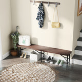 6 ft Plastic Folding Bench with 1320 LBS Capacity and Handle-Brown