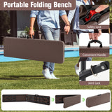 6 ft Plastic Folding Bench with 1320 LBS Capacity and Handle-Brown