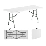 6 ft Portable Folding Table 350 LBS Fold-in-Half Table with HDPE Tabletop