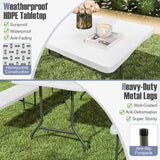 6 ft Portable Folding Table 350 LBS Fold-in-Half Table with HDPE Tabletop
