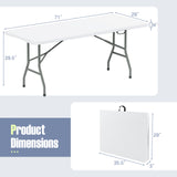 6 ft Portable Folding Table 350 LBS Fold-in-Half Table with HDPE Tabletop