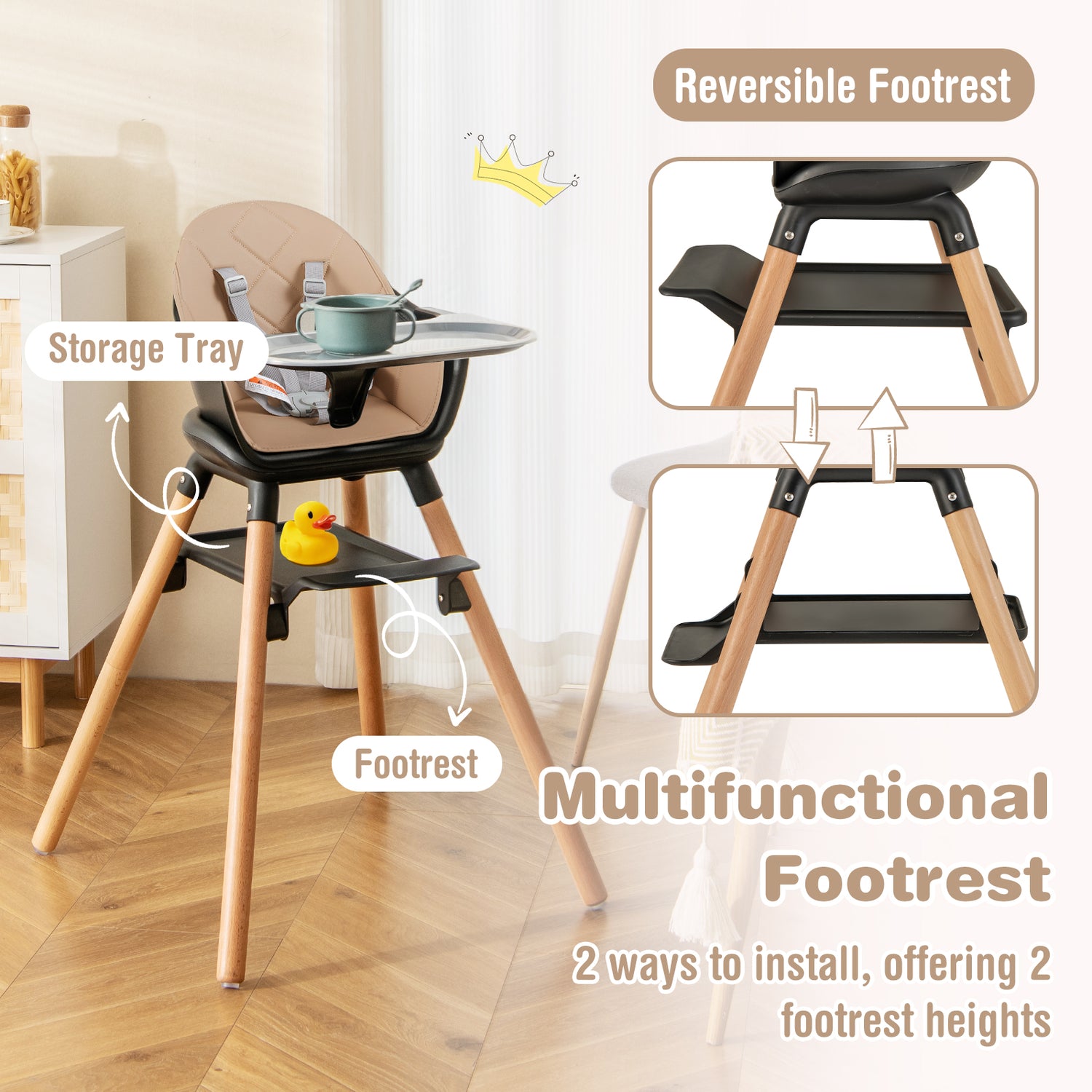 6-in-1 Baby High Chair with Removable Dishwasher and Safe Tray