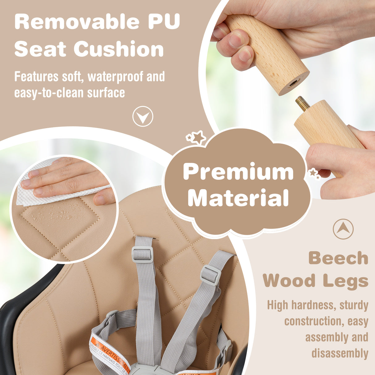 6-in-1 Baby High Chair with Removable Dishwasher and Safe Tray