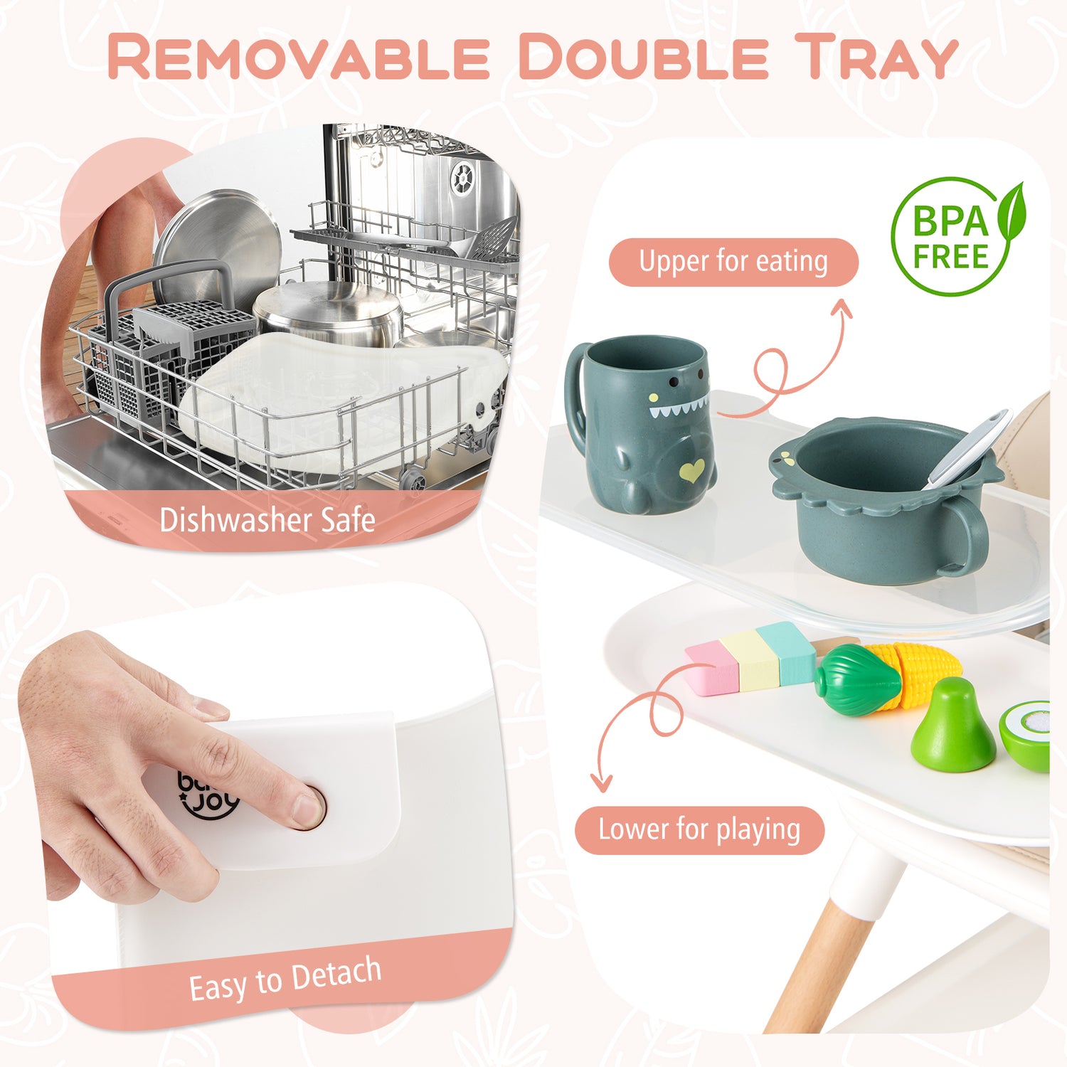 6-in-1 Baby High Chair with Removable Dishwasher and Safe Tray