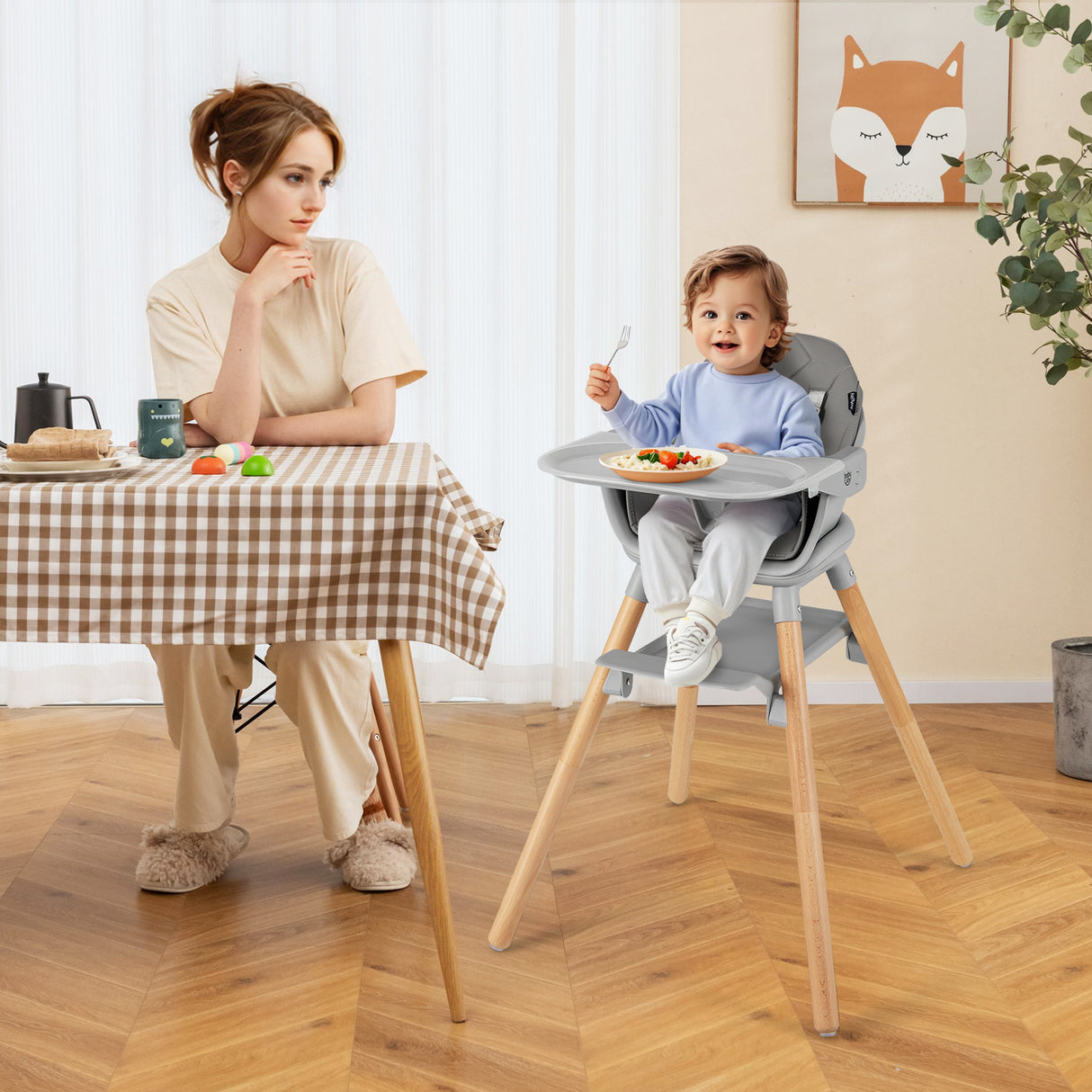 6-in-1 Baby High Chair with Removable Dishwasher and Safe Tray