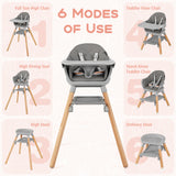 6-in-1 Baby High Chair with Removable Dishwasher and Safe Tray
