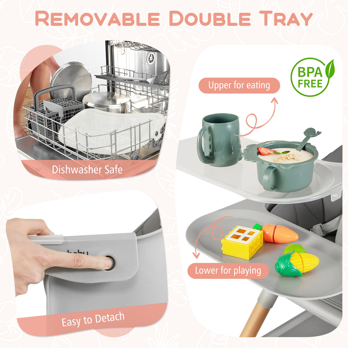 6-in-1 Baby High Chair with Removable Dishwasher and Safe Tray