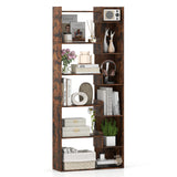 6-Tier Bookshelf Wooden Bookcase with 2 Anti-Tipping Kits Open Display Shelf
