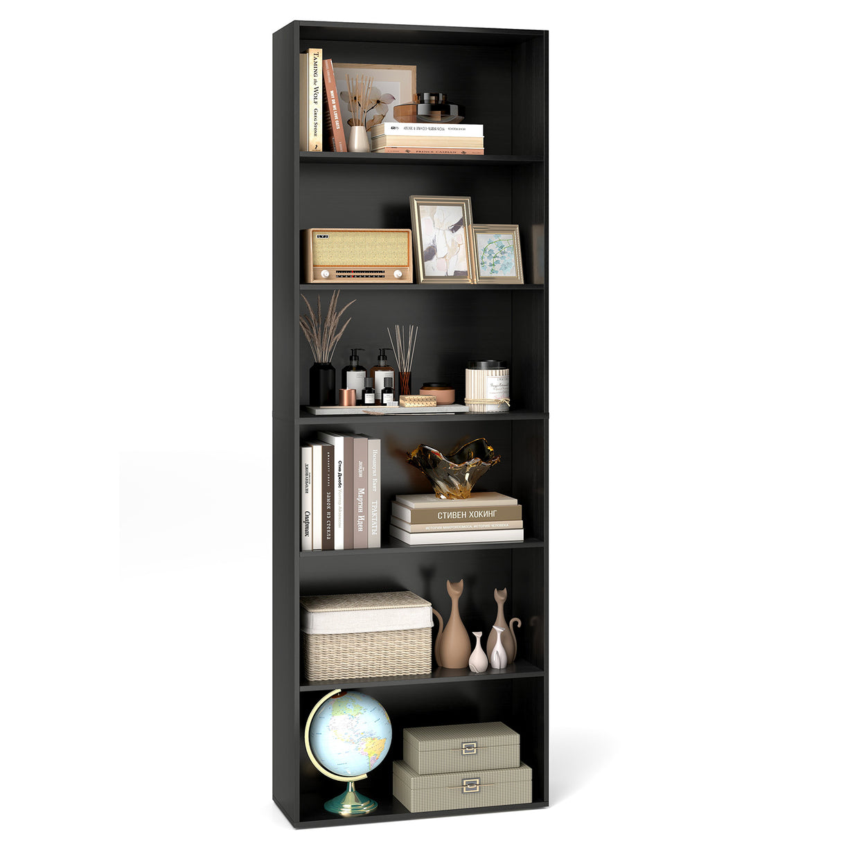 6-Tier Bookcase with 6 Open Shelves and Anti-Toppling Kits