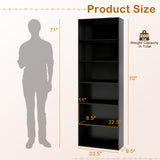 6-Tier Bookcase with 6 Open Shelves and Anti-Toppling Kits