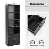 6-Tier Tall Freestanding Bookshelf with 4 Open Shelves and 2 Drawers