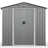 6 x 4 Feet Galvanized Steel Storage Shed with Lockable Sliding Doors
