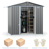 6 x 4 Feet Galvanized Steel Storage Shed with Lockable Sliding Doors