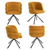 270° Swivel Home Office Desk Chairs Set of 2,Modern Dining Chairs, Upholstered Bedroom Chairs with Metal Base,Makeup Chair for Vanity, for Living Room, Bedroom,Study Room,Dining Room(Orange)