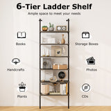 6-tier Ladder Shelf 72 Inches Industrial Wall Mounted Bookshelf