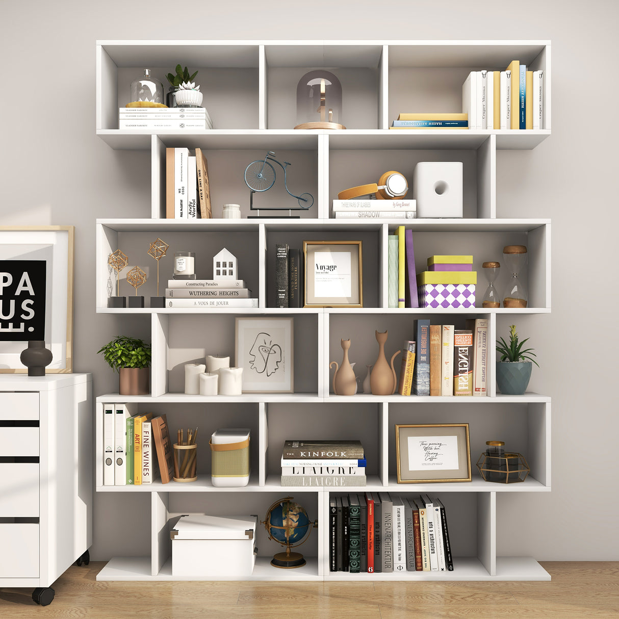 6 Tier S-Shaped Bookshelf Storage Display Bookcase Decor Z-Shelf