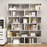6 Tier S-Shaped Bookshelf Storage Display Bookcase Decor Z-Shelf