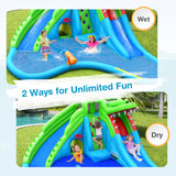Inflatable Crocodile Style Water Slide Upgraded Kids Bounce Castle with 680W Blower