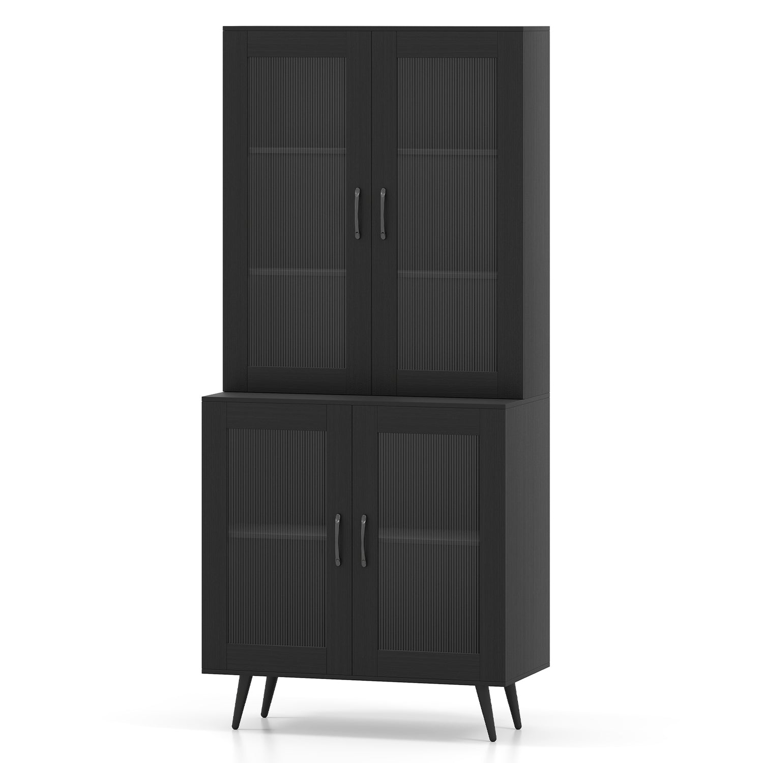 70.5 inch Tall Kitchen Pantry Cabinet Cupboard with 4 Transparent Doors