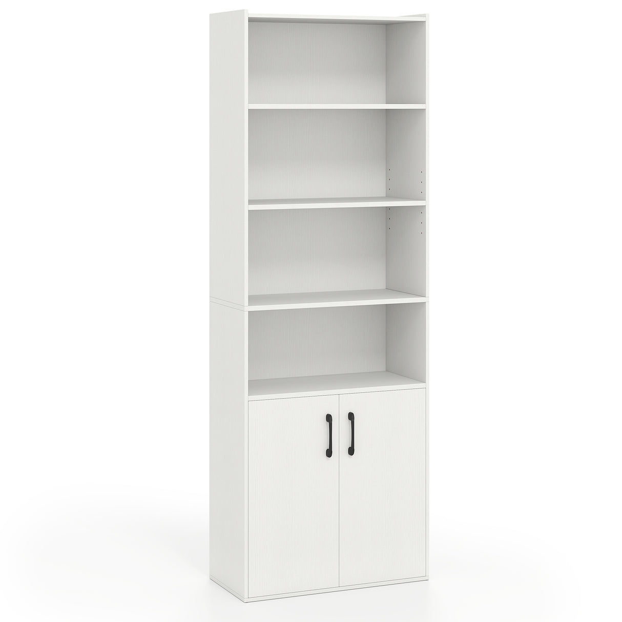 70 Inch Bookcase 6-Tier with Adjustable Shelves and 2-Door Cabinet