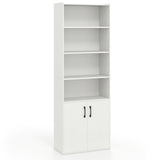 70 Inch Bookcase 6-Tier with Adjustable Shelves and 2-Door Cabinet