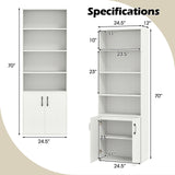 70 Inch Bookcase 6-Tier with Adjustable Shelves and 2-Door Cabinet
