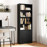 70 Inch Bookcase 6-Tier with Adjustable Shelves and 2-Door Cabinet