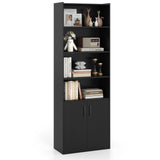 70 Inch Bookcase 6-Tier with Adjustable Shelves and 2-Door Cabinet