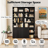 70 Inch Bookcase 6-Tier with Adjustable Shelves and 2-Door Cabinet