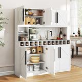 Farmhouse Pantry Cabinet Kitchen Buffet Hutch with 4 Cabinets and 2 Open Shelves