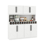 Farmhouse Pantry Cabinet Kitchen Buffet Hutch with 4 Cabinets and 2 Open Shelves