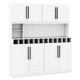 Farmhouse Pantry Cabinet Kitchen Buffet Hutch with 4 Cabinets and 2 Open Shelves