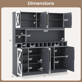 Farmhouse Pantry Cabinet Kitchen Buffet Hutch with 4 Cabinets and 2 Open Shelves