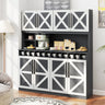 Farmhouse Pantry Cabinet Kitchen Buffet Hutch with 4 Cabinets and 2 Open Shelves