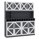 Farmhouse Pantry Cabinet Kitchen Buffet Hutch with 4 Cabinets and 2 Open Shelves