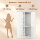 70 Inch L-Shaped Armoire Corner Wardrobe Closet with Hanging Rod-White