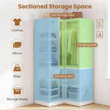 70 Inch L-Shaped Armoire Corner Wardrobe Closet with Hanging Rod-White