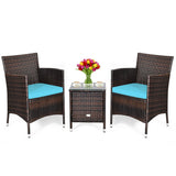 3 Pcs Outdoor Rattan Wicker Furniture Set