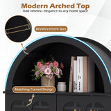 Arched Cabinet 5-Tier with Tempered Glass Doors and Wine Rack