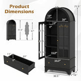 Arched Cabinet 5-Tier with Tempered Glass Doors and Wine Rack
