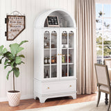 Arched Cabinet 5-Tier with Tempered Glass Doors and Wine Rack