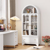 Arched Cabinet 5-Tier with Tempered Glass Doors and Wine Rack